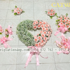 BỘ HOA GIẢ TRANG TRÍ XE HOA HÌNH TRÁI TIM