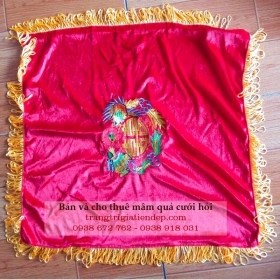 BÁN KHĂN NHUNG PHỦ MÂM QUẢ MÀU ĐỎ
