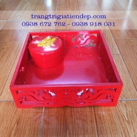 BÁN KHAY TRẦU RƯỢU CNC MÀU ĐỎ