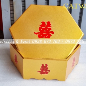 BÁN MÂM QUẢ CƯỚI LỤC GIÁC MÀU VÀNG TẠI TPHCM
