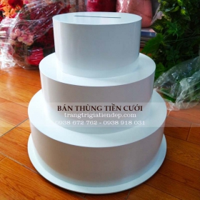 BÁN THÙNG ĐỰNG TIỀN ĐÁM CƯỚI HÌNH BÁNH KEM GIẢ