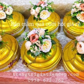 BÁN MÂM ĐỰNG QUẢ CƯỚI HỎI CÓ TRANG TRÍ MÀU VÀNG