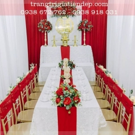 TRANG TRÍ LỄ GIA TIÊN TONE ĐỎ ĐẸP TẠI QUẬN 12