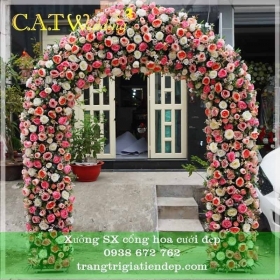 CỔNG CƯỚI HOA LỤA MÀU HỒNG – CHC24