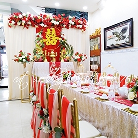 MẪU TRANG TRÍ GIA TIÊN TONE ĐỎ TẠI QUẬN BÌNH TÂN