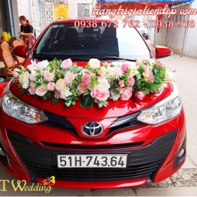 CHO THUÊ HOA GIẢ TRANG TRÍ XE HOA MÀU ĐỎ - HX11