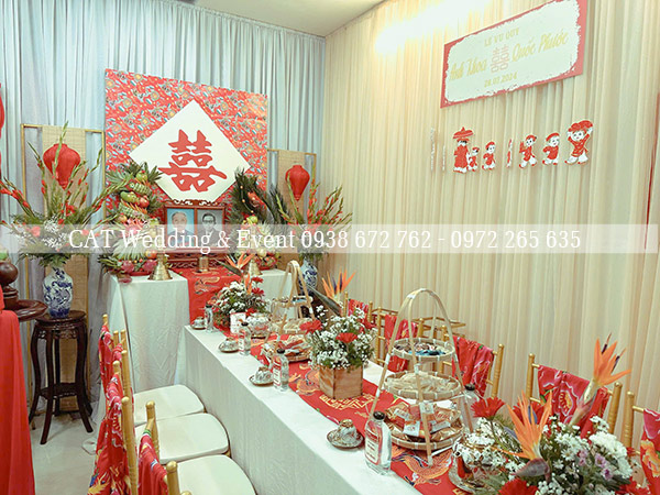 trang trí gia tiên retro cho đám cưới