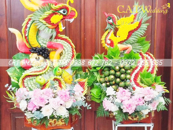 Mâm quả cưới rồng phụng đẹp năm 2024