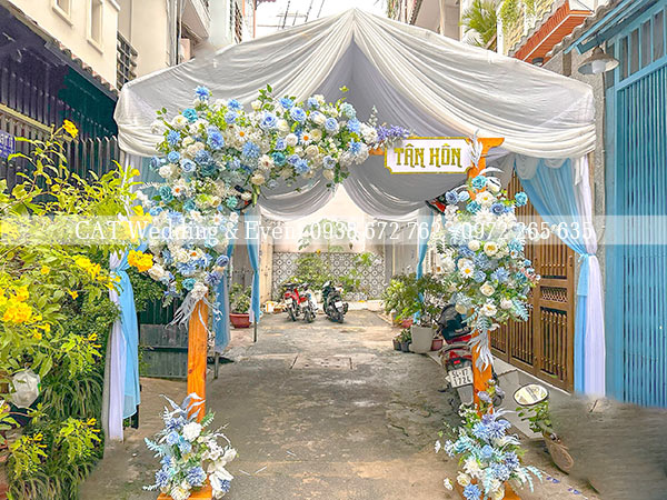 Cho thuê rạp cưới tone xanh dương