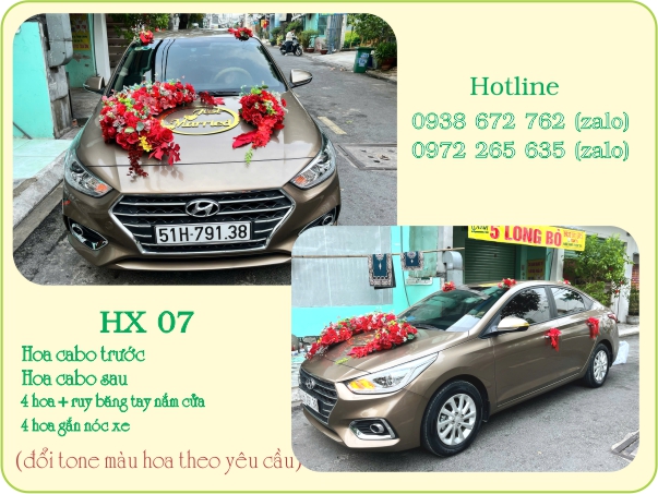 thuê hoa gắn xe cưới tại quận 12