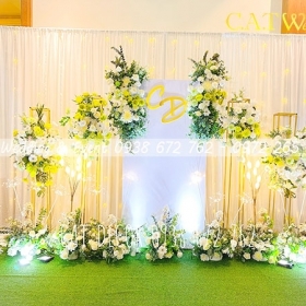 BACKDROP ĐÁM CƯỚI HOA LỤA TẠI QUẬN TÂN PHÚ