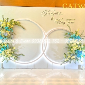 TRANG TRÍ BACKDROP TIỆC CƯỚI TONE XANH DƯƠNG