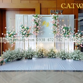 BACKDROP ĐÁM CƯỚI HOA LỤA GIÁ RẺ TẠI TPHCM