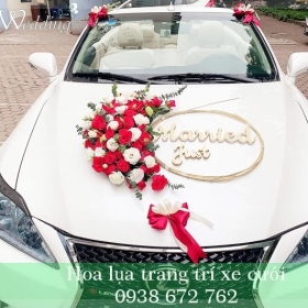 MẪU TRANG TRÍ XE HOA ĐÁM CƯỚI TONE ĐỎ TẠI TPHCM