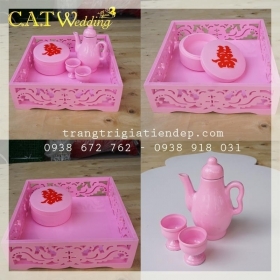 BÁN KHAY TRẦU RƯỢU CNC MÀU HỒNG