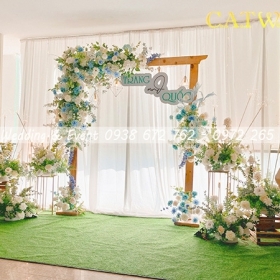 TRANG TRÍ BACKDROP TIỆC CƯỚI HOA LỤA TẠI QUẬN 6