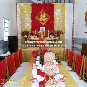 TRANG TRÍ GIA TIÊN TẠI QUẬN 12 TONE ĐỎ SANG TRỌNG