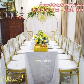 TRANG TRÍ NHÀ NGÀY CƯỚI TONE TRẮNG VÀNG SANG TRỌNG